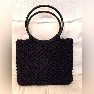 Vintage 1960’s Macramé hand bag with plastic handles